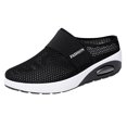 thumbnail image 4 of Rokment Womens Orthotic Air Cushion Chunky Walking Backless Sandals Comfort Breathable Mesh Closed Toe Platform Wedge Slip on Mules Non Slip Work Nursing Clogs Casual Shoes Black Size 6.5, 4 of 5
