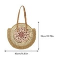 thumbnail image 3 of Round Summer Straw Bag Beach Shoulder Bag Holiday Travel Handbag for Women(Pink), 3 of 6