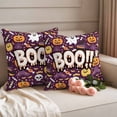 thumbnail image 2 of Purple Halloween Outdoor Waterproof Pillow Covers, Cute Ghost Pumpkin Skull Bat Wizard Hat Decorative Square Throw Pillowcase Sofa Cushion Sham for Patio/Couch/Chair, 16"x16" 2 Pack, 2 of 8