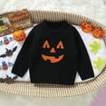 thumbnail image 6 of Toddler Baby Boy Girl Halloween Outfit Knit Chunky Pumpkin Sweaters Crew Neck Pullover Sweatshirt Tops Fall Winter Clothes, 6 of 7