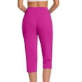 thumbnail image 5 of CFLVAEK Dressy Capris for Women Plus Size High Waist Stretch Capris Pants Pull On Capri Slacks with Pockets Work Casual Hot Pink M, 5 of 8