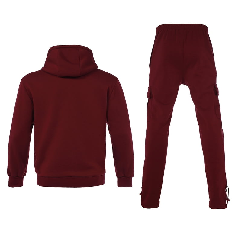 Men s Activewear 2 Piece Set Full Zip Up Jogging Suits And Winter Athletic Hooded Tracksuit Sets For Men Burgundy 5XL Walmart