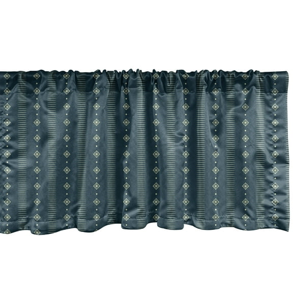 Ambesonne Geometric Window Valance, Vertical Abstract Line, 54" X 18", Dark Teal Pale Yellow