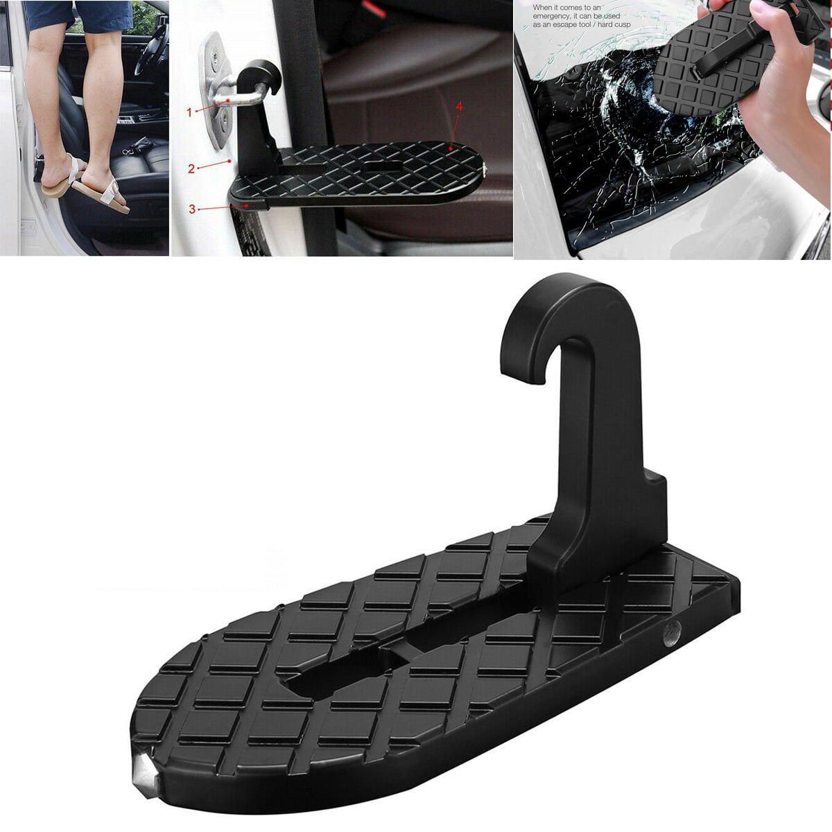 PACASK New Mini Folding Portable Car Door Latch Hook Step Foot Pedals Ladder for Jeep SUV Truck Roof
