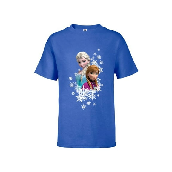 Disney Frozen Anna and Elsa Snowflakes - Short Sleeve T-Shirt for Kids -Customized
