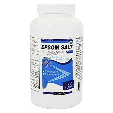 - Humco Epsom Salt Soak Solution Saline Laxative 16 Oz. Bottle