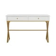 thumbnail image 3 of Riverbay Furniture Modern 2-Drawer Wood/Metal Desk in White/Gold, 3 of 17