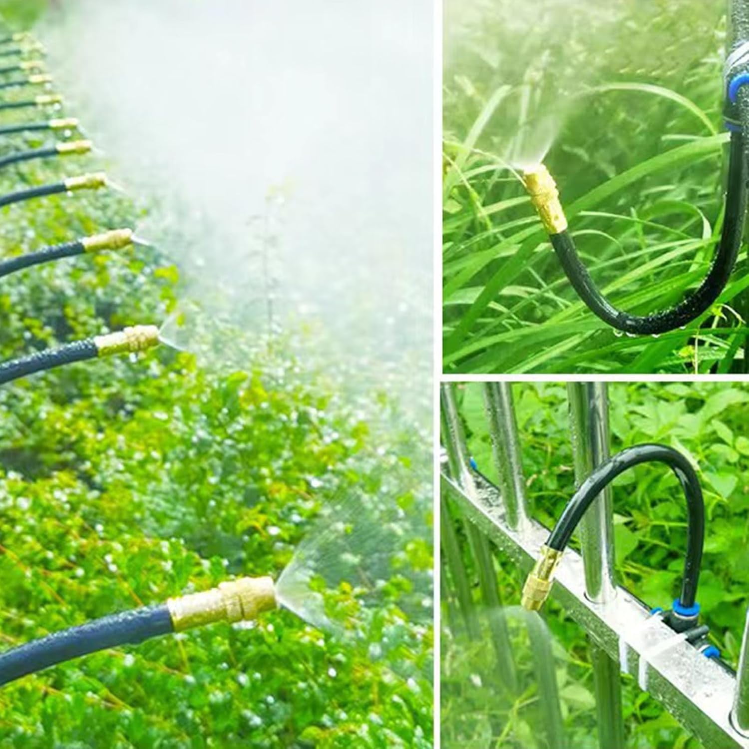 Joyeloo Irrigation, EverGlowly Watering System, 360° Curved Garden Automatic Irrigation System with Adjustable Brass Spray Heads & Timer, Watering System for Potted Plants/Gardens (49.21 ft)