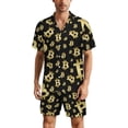thumbnail image 1 of PRIYAL Golden Bitcoin Mens Short Sleeve Pajama Set Satin Silk Sleepwear 2 Piece Pjs Loungewear, 1 of 6
