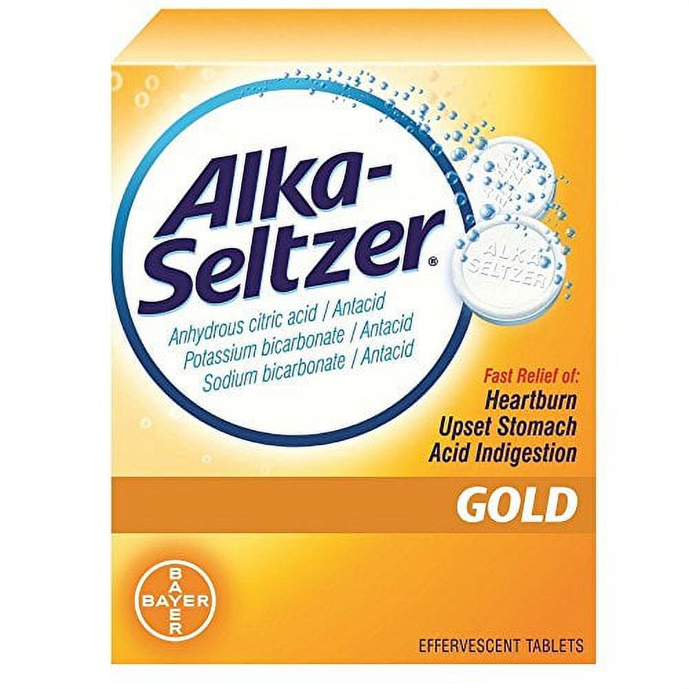 Alka Seltzer Gold Effervescent Heartburn Relief Antacid Tablets, 36 Ct, 2 Pack - image 2 of 2