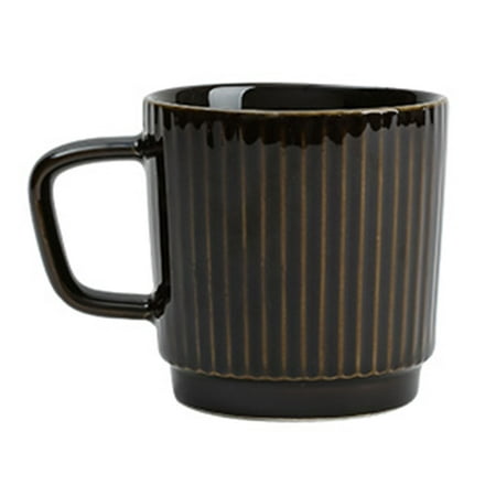 

Haifle 10.6oz Ceramic Mug With Handle Porcelain Cup Breakfast Milk Mug Microwave Safe For Office Kitchen-Black-300ml