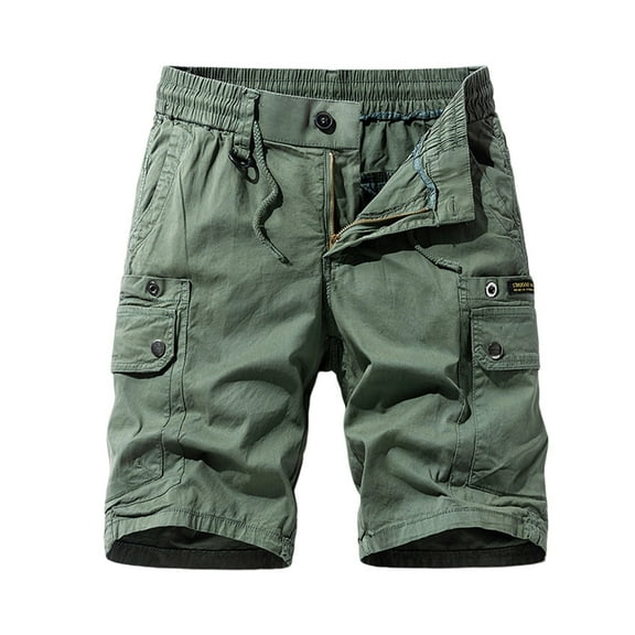 Men's Heavy-Duty Multi-Pocket Cargo Shorts, Outdoor Beach Work Short Pants with Quick-Dry Fabric & Reinforced Hem ,Army Green L