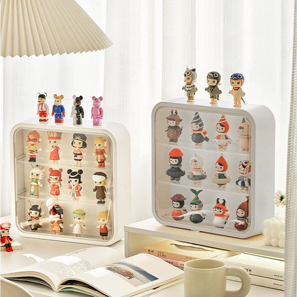 Clear Display Case for Figures, Collectibles Display Box with Shelves, 12 Inch Wall Mounted or Desktop Plastic Organizer, Miniature Acrylic Display St