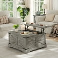 thumbnail image 5 of Furnihold Square Coffee Table with Storage Farmhouse Lift Top Coffee Table Wood Rustic Center Table for Living Room Home, Grey Oak, 5 of 7