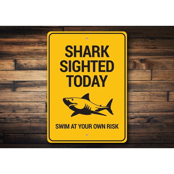 Shark Sighted Novelty Sign, Metal Wall Decor - 10x14 inches