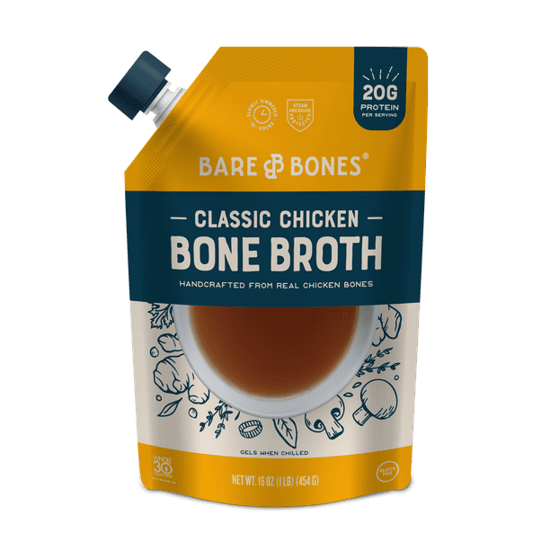 Bare Bones Chicken Bone Broth for Cooking and Sipping, Pasture Raised