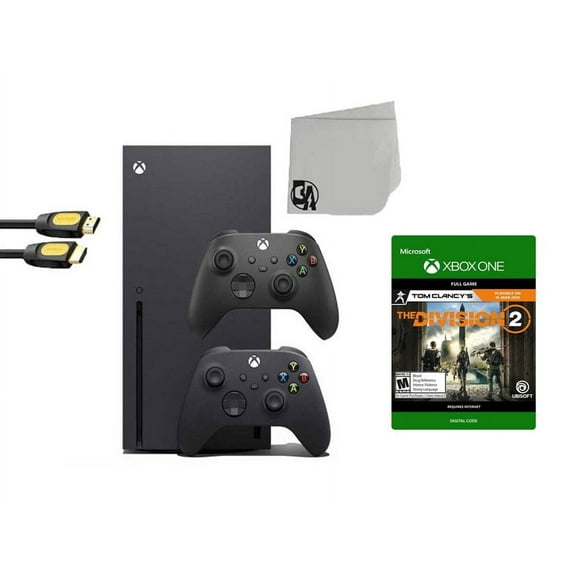 Pre-Owned Xbox Series X Video Game Console Black with Tom Clancy's The Division 2 BOLT AXTION Bundle with 2 Controller