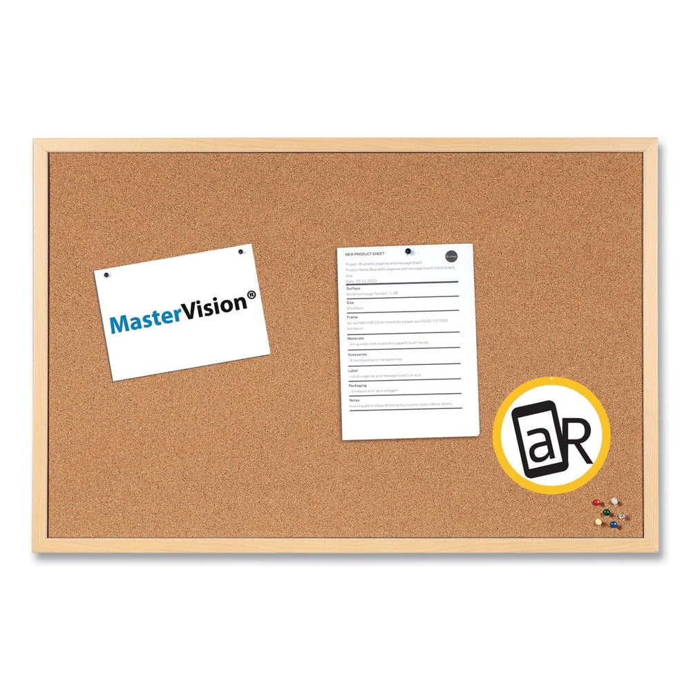Cork Bulletin Board 35-13/32"W, Frame Color: Oak MC070014231