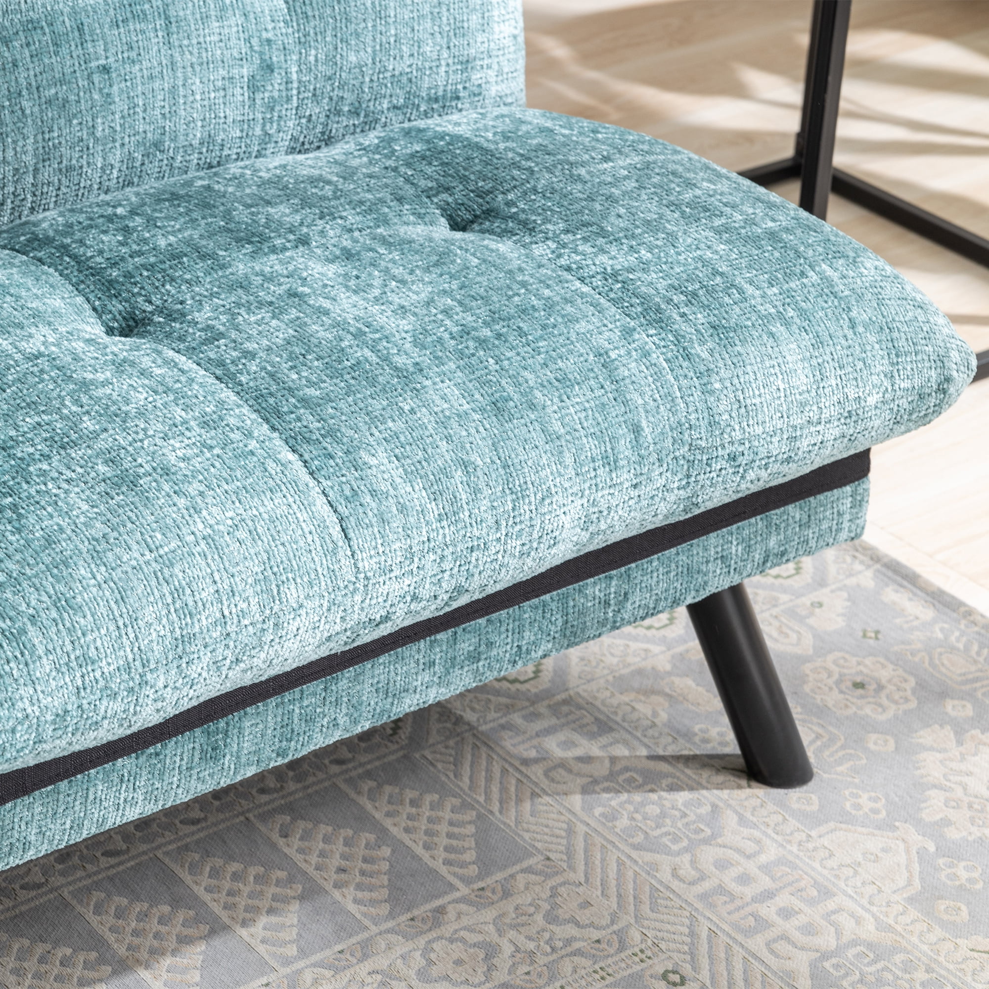 Kadyn Convertible Sofa Bed, Loveseat Futon Bed with Metal Legs, Adjustable Lounge Couch for Compact Living Space Chenille, Mint Green Kadyn Convertible Sofa Bed, Loveseat Futon Bed with Metal Legs, Adjustable Lounge Couch for Compact Living Space Chenille, Mint Green