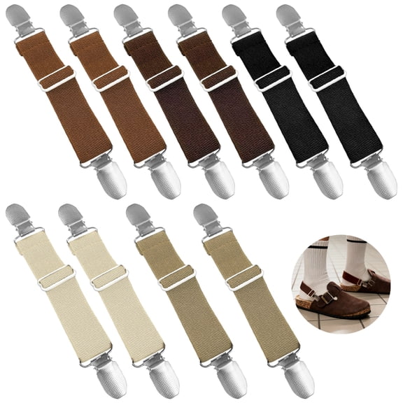 10 Pcs Adjustable Elastic Shoe Heel Straps for Women High Heel Sandals, Anti-Slip Back Grips, Multi-Color Flip Flop Attachments, Secure Potato Shoes, Metal Clips, Replacement Bands