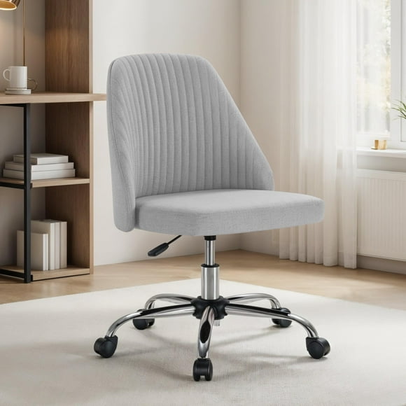 Silla de escritorio Simple Deluxe sin brazos gris con ruedas