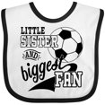 thumbnail image 3 of Inktastic Little Sister and Biggest Fan Soccer Player Girls Baby Bib, 3 of 4
