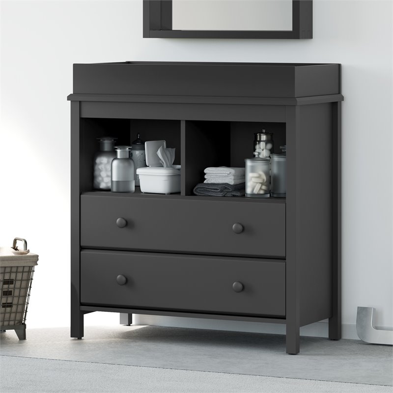 Storkcraft Alpine Drawer Changing Table Chest (Gray) Attached Changing