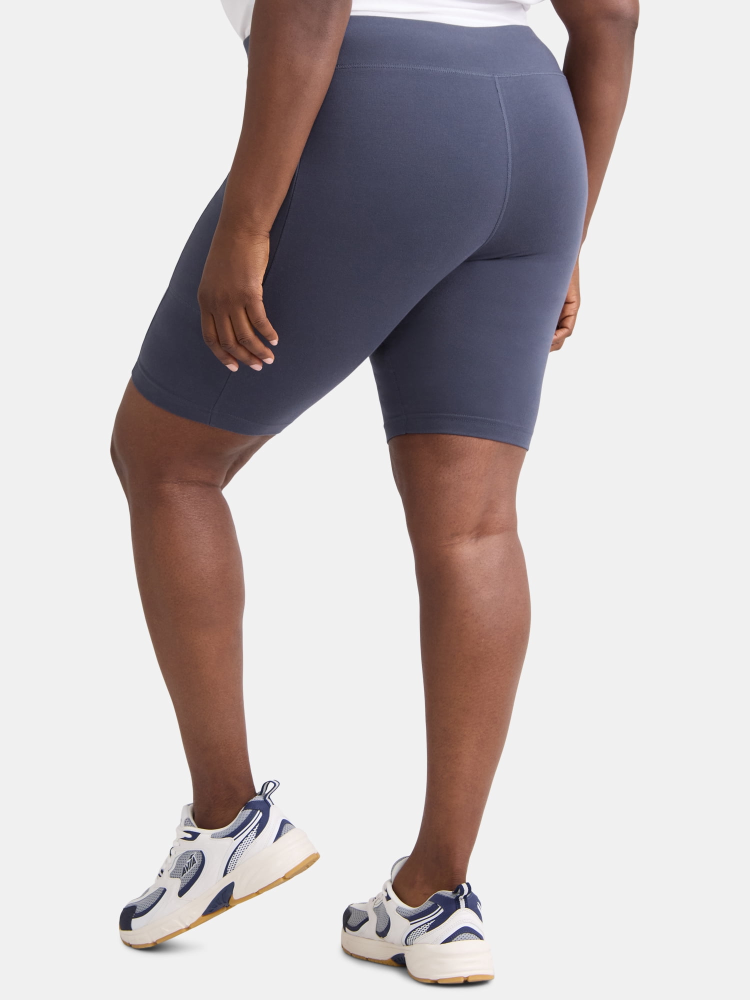 Terra & Sky Women’s Plus High Rise Biker Shorts with Pockets, 9” Inseam, Sizes 0X-4X