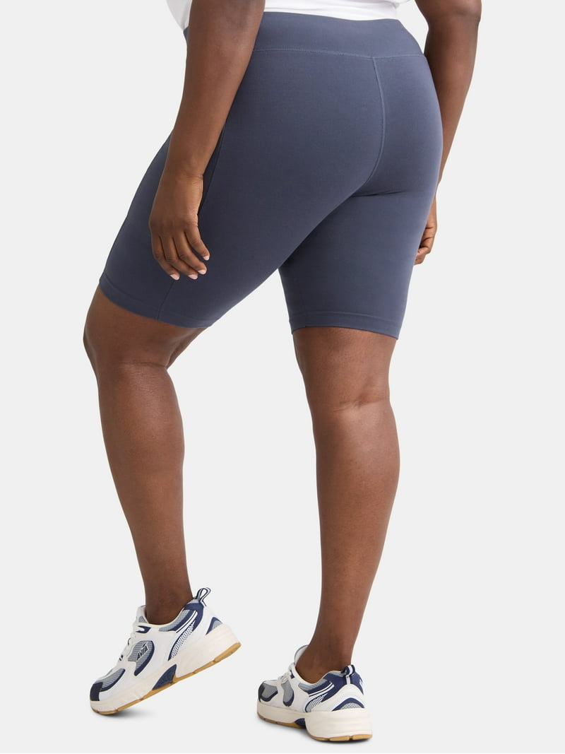 Terra Sky Women's Plus High Rise Biker Shorts with Pockets