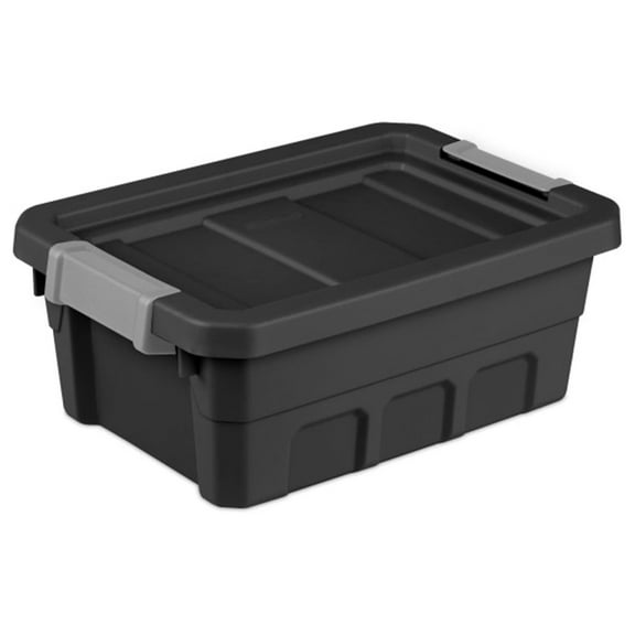 6-Pack Plastic with Lids, Stackable Containers, 4 Gallon, Black 6 Pack