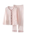 thumbnail image 5 of Blmnix Womens Pajama Pants Sleepwear Sets Cute Pajama Petite Pajamas Pjs Pink Crew Neck Full Long Sleeve Straight-Leg Womens Pajama Sets Shorts,XL, 5 of 5