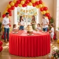 thumbnail image 5 of 2 Pack Red Round Tablecloth 60 inch Stretch Spandex Fitted Table Cloth 5FT Round Banquet Tablecloths Wrinkle Free Table Cover Stitch Circle Tablecloth with Ruffle Skirt for Party Wedding Birthday, 5 of 18