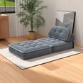 thumbnail image 6 of Convertible Corduroy Lounge Chair, 2-in-1 Chair-to-Bed Sleeper with Full Foam Support, Tufted Upholstered Sofa Bed for Living Room Bedroom Studio, 6 of 12