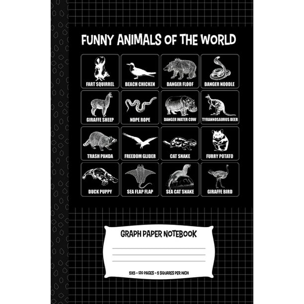 Funny Animals Of The World - Graph Paper Notebook : For Boys And Girls  Science And Math Students - 5 Squares Per Inch - Quad Ruled - Internet Meme Slang  Names (Paperback) 