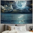 thumbnail image 2 of Night Sky Ocean Tapestry Full Moon Over Water Tapestry Wall Hanging 3D Watercolor Magical Fantasy Tapestry Wall Art for Bedroom Living Room Dorm Wall Decor, 2 of 6