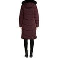 thumbnail image 4 of Big Chill Women's Maxi Chevron Puffer Coat with Faux Fur Trim Hood, 4 of 6