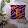 thumbnail image 3 of Carolines Treasures CJ1023-FPW1414 Letter F Initial Tiger Stripe - Blue Orange Fabric Decorative Pillow, 14Hx14W,, 3 of 4