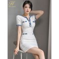 thumbnail image 4 of H Han Queen-Vestido corto de tubo para mujer, prenda ajustada, Sexy, para fiesta y oficina, novedad de verano 2024, 4 of 5