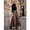 Brown, variant on Women's High Waist Faux Leather Midi A-Line Skirt with Flared Hem