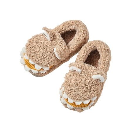 

Crocowalk Girls Animal Plush Slipper Slip On Home Shoes Flat Fuzzy Slippers Breathable Anti-Slip Warm Shoe Unisex-Child Cozy Cute Fluffy Slides Coffee 2Y