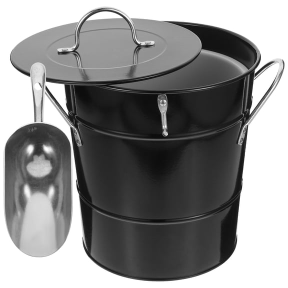 Raindrops Galvanized Iron Bucket with Lid for Storage Use Black Smooth Edge and Scratch Resistant 7.5 L
