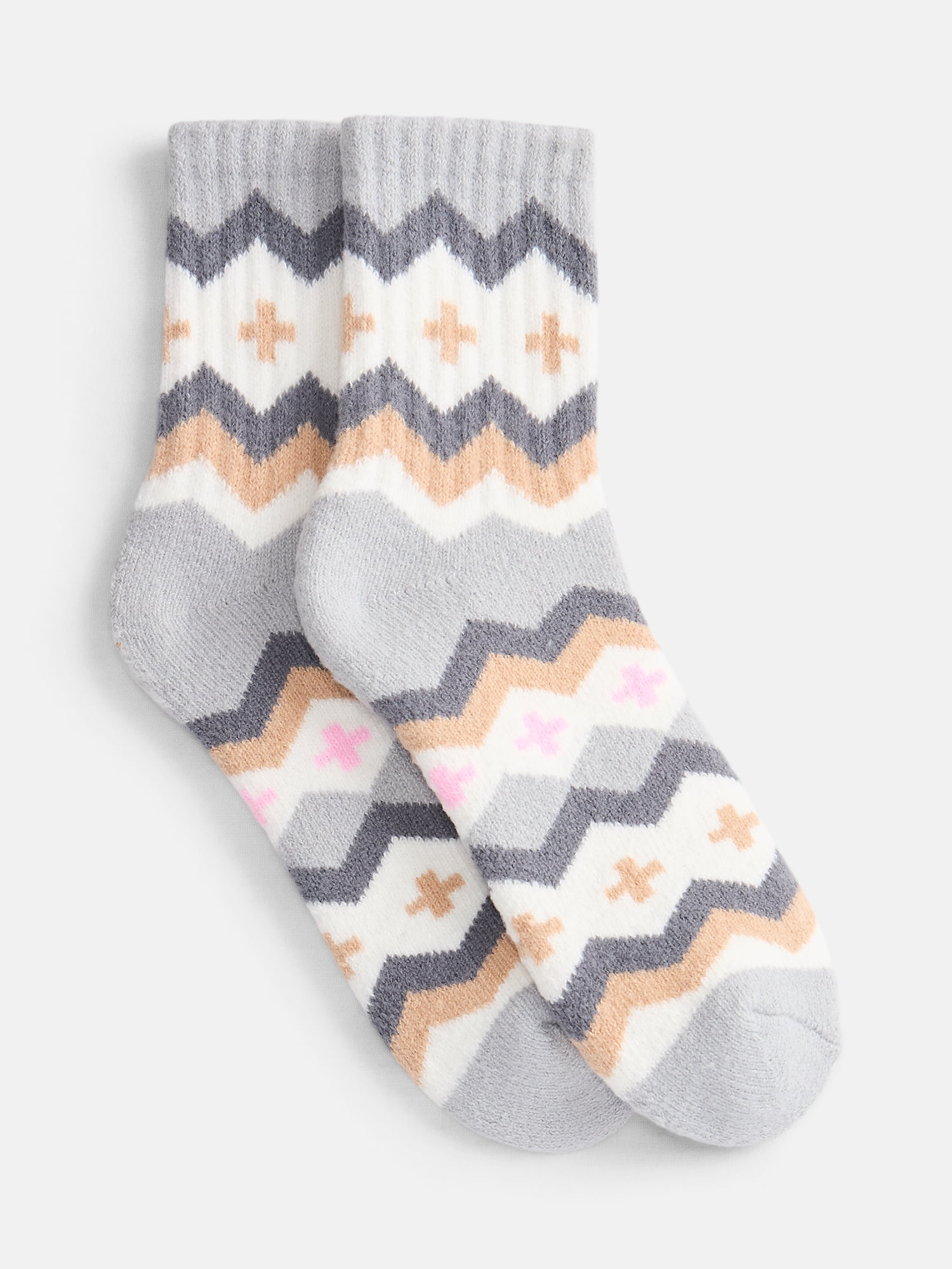 No Boundaries Women's Cozy Mid Crew Socks, 2 Pack, Shoe Sizes 4-10