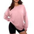 thumbnail image 6 of Women's Loose Casual Pullover Solid Color Sweatshirt, Simple Fall Winter Fashion with Comfort Fit and Soft Material for Everyday Use and Layering,Pink,S, 6 of 6