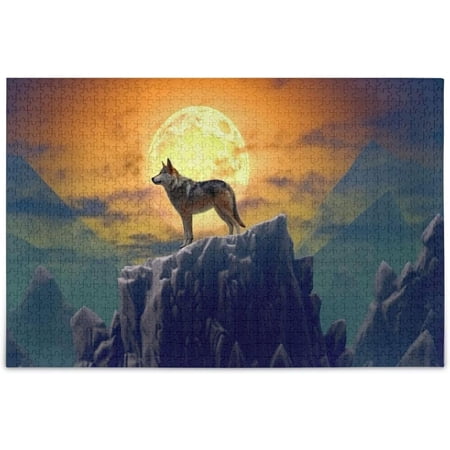 BESTKITTY Puzzle- Lonely Wolf Howling Jigsaw Puzzles, 500 Piece Puzzles for Family - Fun Intellectual Decompressing Educational Games(110)