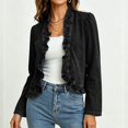 thumbnail image 5 of Enjoytime Denim Jacket For Women Ruffled Open Front Long Sleeve Jean Jackets Lightweight Trendy Cropped Coat, 5 of 8
