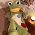 thumbnail image 6 of GWAABD Silly Big Eye Mouth Frog Pajamas, Soft Plush One Piece Costume Green Loungewear, S Size Pajamas, 6 of 8
