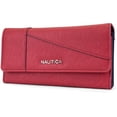 thumbnail image 1 of Nautica Money Manager - portafolios RFID delgada y pequeña para mujer, tarjetero de crédito con cartera y billetera con cierre, organizador de embrague para mujer, Rojo Fuego (Buff), Una talla,, 1 of 5