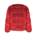 thumbnail image 6 of Yigetop Fur Coats for Women European and American Wool Imitation Jacket Women's Short Long Sleeve Faux Leather Coat Faux Fur Jacket Women Red S, 6 of 7