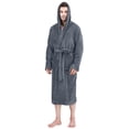thumbnail image 1 of NY Threads Men's Hooded Fleece Bathrobe Plush Long Spa Robe, Grey, Large-X-Large, 1 of 7