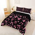 thumbnail image 2 of Manfei Fashion Bow Ribbon King Size Comforter Sets,Pink Loves Pattern Comforters King Size,Black Reversible,3-Piece,1 Comforter and 2 Pillowcases, 2 of 7